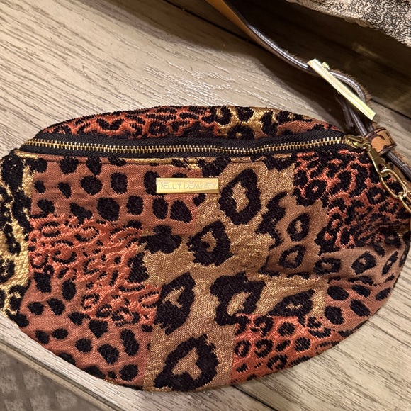 Repurposed Kelly Dempsey Leopard Print fanny pack belt bag with Gold Accents
